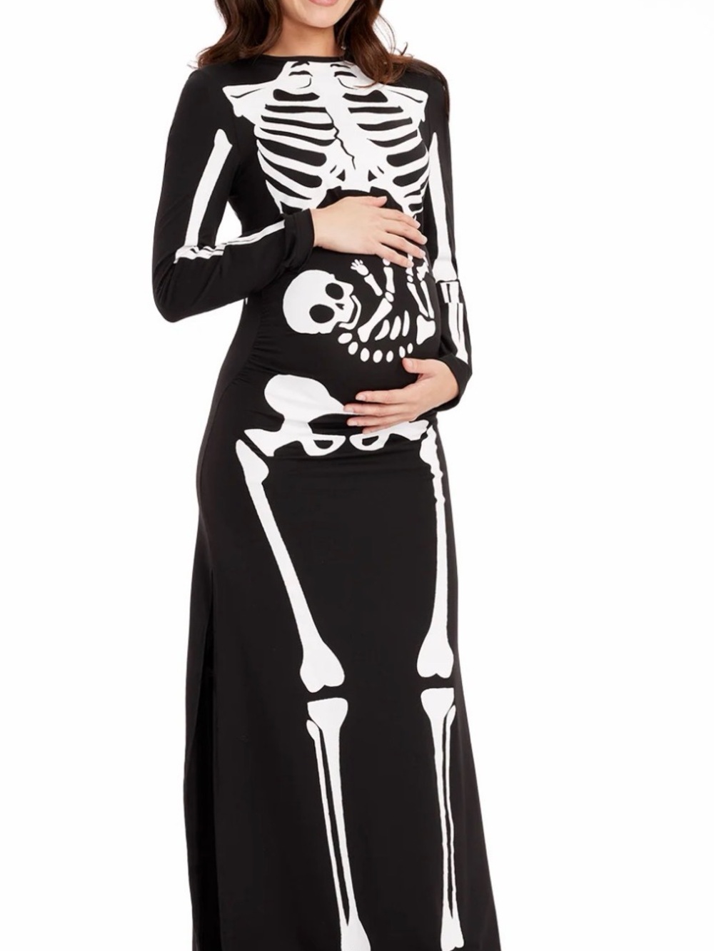 Tipsy Elves Maternity Skeleton Maxi Dress, Size Large. Like New